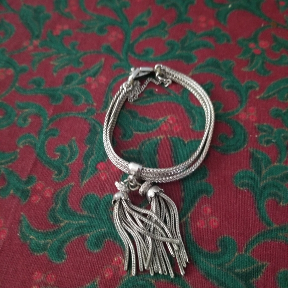Vintage Monet Silver tone Tassel Bracelet
